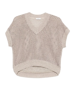 V-Neck Open-Knit Sweater