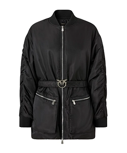 Pinko Logo Patch Gathered Sleeve Coat