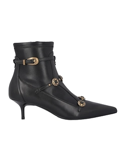 Buckle-Embellished Leather Boots