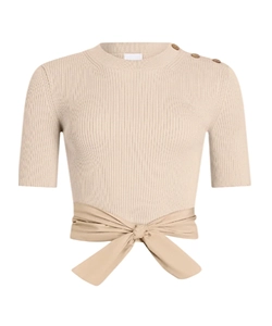 Patou Ribbed Knot Detail Knitted Top