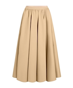 Patou Gathered Cotton Midi Skirt