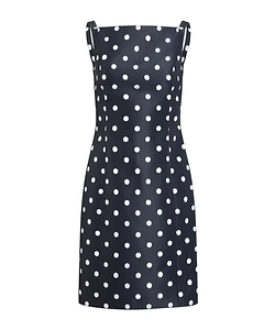 Patou Polka-Dot Square Neck Mini Dress