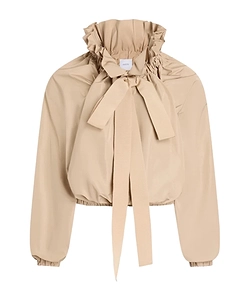 Patou Bow-Neck Balloon-Sleeve Top