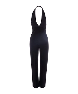 Fluid Crepe Deep Neckline Jumpsuit