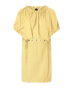Puff-Sleeve Drawstring Dress