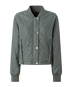 Quilted Embellished Bomber Jacket