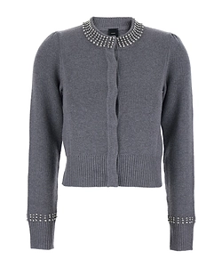 Pinko Embellished Neck Knitted Cardigan