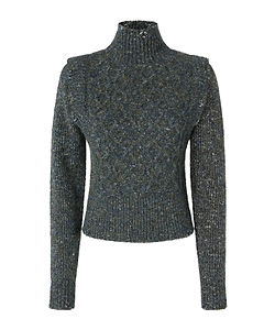 Ruffled High-Neck Sweater