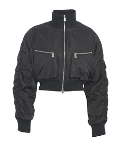 Zip-Front Crop Bomber Jacket