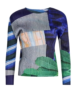 Pleats Please Issey Miyake City Collage Long Sleeve Top