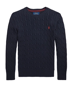 Polo Ralph Lauren Kids Logo-Embroidered Cable-Knit Crewneck Jumper
