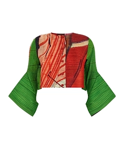Pleats Please Issey Miyake City Collage Pleated Cardigan