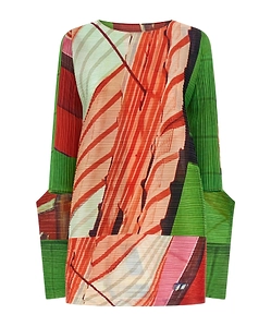 Pleats Please Issey Miyake City Collage Pleated Mini Dress