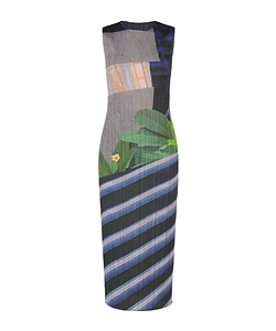 Pleats Please Issey Miyake City Collage Sleeveless Midi Dress