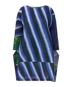 Pleats Please Issey Miyake City Collage Pleated Mini Dress