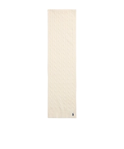 Polo Ralph Lauren Logo Embroidered Cable Knitted Scarf
