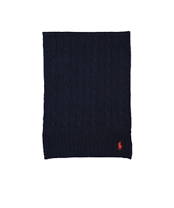 Polo Ralph Lauren Logo Embroidered Cable Knitted Scarf