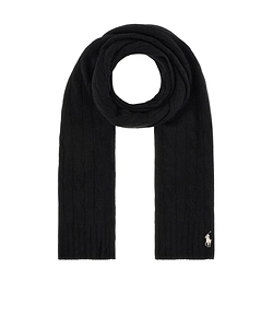 Polo Ralph Lauren Logo Embroidered Cable Knitted Scarf