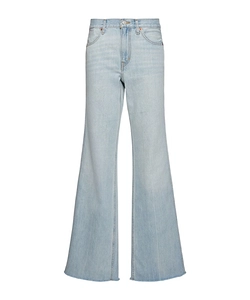 Ripped Denim Pants With Decorative Hem