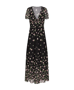 Redvalentino Floral Pinted V-Neck Long Dress