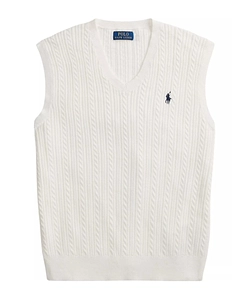 Sleeveless Featherweight Cable Knit V-Neck Sweater Vest