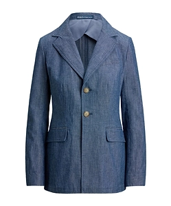 Single-Breasted Chambray Blazer