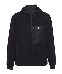 Prada Logo Plaque Zip-Up Hoodie