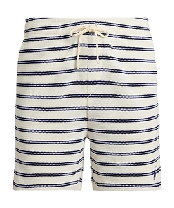 Striped-Pattern Drawstring Shorts