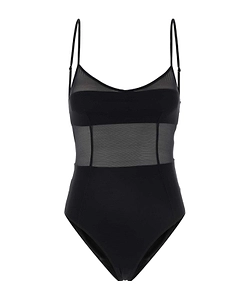 Triangle-Logo Tulle Swimsuit