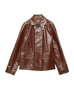 Vintage-Look Leather Blouson Jacket