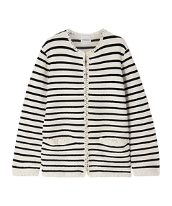 Henry Embellished Striped Knitted Cardigan