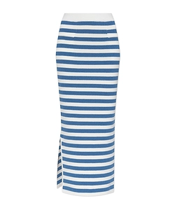 Posse Striped Side-Split Knitted Midi Skirt