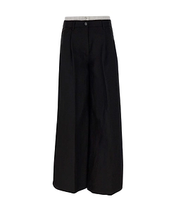 Wide-Leg Button Casual Pants