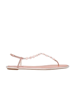 Cecile Pearl-Embellished T-Bar Sandals