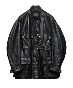 Antiqued Leather Caban Jacket