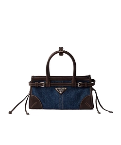 Prada Bonnie Small Denim And Leather Handbag