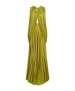 Bari Embellished Draped Gauze-Jersey Top And Maxi Skirt Set