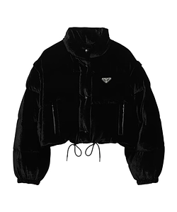 Convertible Cropped Velvet Down Jacket