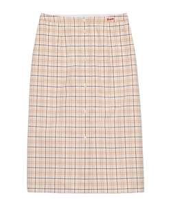 Checked Cotton Poplin Pencil Skirt
