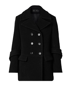 Double-Breasted Wool Blend Coat