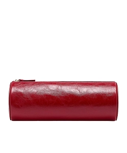 Cylindrical Leather Clutch Bag