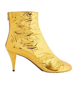 Glove Pleated Metallic Leather Ankle Boots