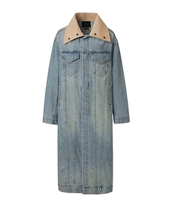 Long-Sleeved Denim Coat
