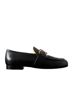 Letter Pattern Leather Loafers