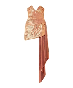 Daniele Strapless Asymmetric Lamé Mini Dress