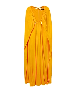 Shawl-Style Pleated Knit Maxi Dress