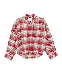 R13 Frayed Hem Plaid Shirt