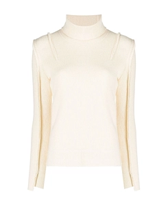Rib High-Necked Wool Sweater