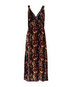 V-Neck Floral-Print Midi Dress