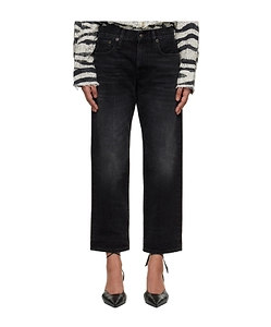 Wash Boyfriend Belt Loop Cropped Jeans